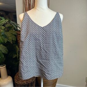 Banana Republic Grey and White Geometric V-Neck Camisole